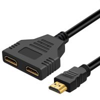 ตัวแยก HDMI สายอะแดปเตอร์สายตัวแยก HDMI ตัวผู้1ตัวเป็นแบบคู่ HDMI แบบ2ทางตัวเมีย4K 3D Y สำหรับทีวีแล็ปท็อปมอนิเตอร์1080P 1 In 2ไฟ LED