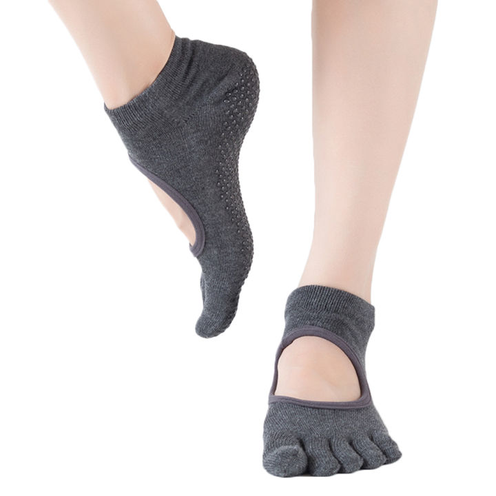Split-Toe Yoga Socks Combed Cotton Anti-Slip Backless Open