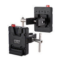 Andoer Mini Nano V-Lock Mount แบตเตอรี่อะแดปเตอร์จ่ายไฟพร้อม Plier Clamp สำหรับ Mini V-Mount Battery