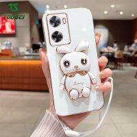 Toosci เคสมือถือชุบโลหะสเตอริโอ3D หรูหราขาตั้งฝาหลัง TPU แบบนิ่ม + สายคล้องสำหรับ OPPO A3S A15 A15S A16 A31 A36 A12 A5S A52 A77S A92 A16K A16e A57 A96 a58 A78