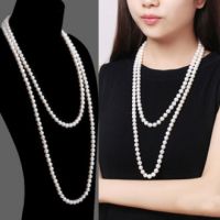 150cm Pearl Necklace For Women Multi-layer Pearl Necklace Long Chain Pearl Sweater Chain Kalung Mutiara Long Necklace Beads Necklace