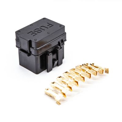 4 Way Black Car Medium Relay Fuse Box Assembly with 8pcs Gold Terminals Car Insurance Holder