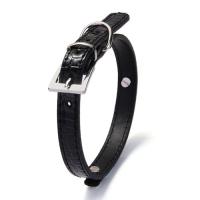 PU Leather Croco collar for Dogs Cats Pet Puppy Black XS