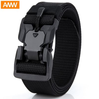 Leisure magnetic automatic nylon commando army tactical canvas belt buckle multi-function male fan labor pants belt