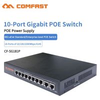 J72 Comfast SG181P 10พอร์ต Gigabit สวิตช์กิกะบิตสวิตช์เครือข่าย POE อีเธอร์เน็ต10*10/100/1000Mbps Rj45port 1000M 802.11Af/At Switch