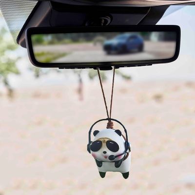 《Two dog sells cars》จี้ตุ๊กตาแพนด้าอนิเมะสุดสร้างสรรค์,ตกแต่งภายในรถตุ๊กตาที่แกว่งได้ของขวัญอุปกรณ์กระจกมองหลังรถยนต์