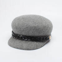 100 Wool Gray Black Winter Hat Warm Wool HatWomen Fashion Chain Newsboy Caps Hat Female