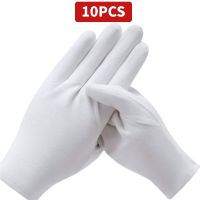 5 Pairs Cotton White Gloves Work Glove Dry Hand Handling Film SPA Drivers Ceremonial Anti Sweat Motorcycle White Thin Gloves