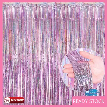 Silver Foil Curtains for Decoration- Fringe backdrop curtains (6X3FT)