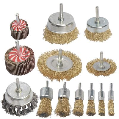 13Pcs Steel Twist Knot Wire Wheel Brush Set for Drill Crimped Cup with 1/4-Inch Shank for Rust Removal