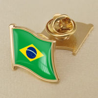 Brazil Brazilian National Flag Crystal Resin Drop Badge Brooch Flag Badges of All Countries in the World All-metal Brooch Copper Brooch Collection