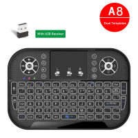 A8 Backlit คีย์บอร์ดไร้สายขนาดเล็ก2.4G Bluetooth Air Mouse รีโมทคอนลไร้สายทัชแพดรีโมทคอนลสำหรับ PC Windows