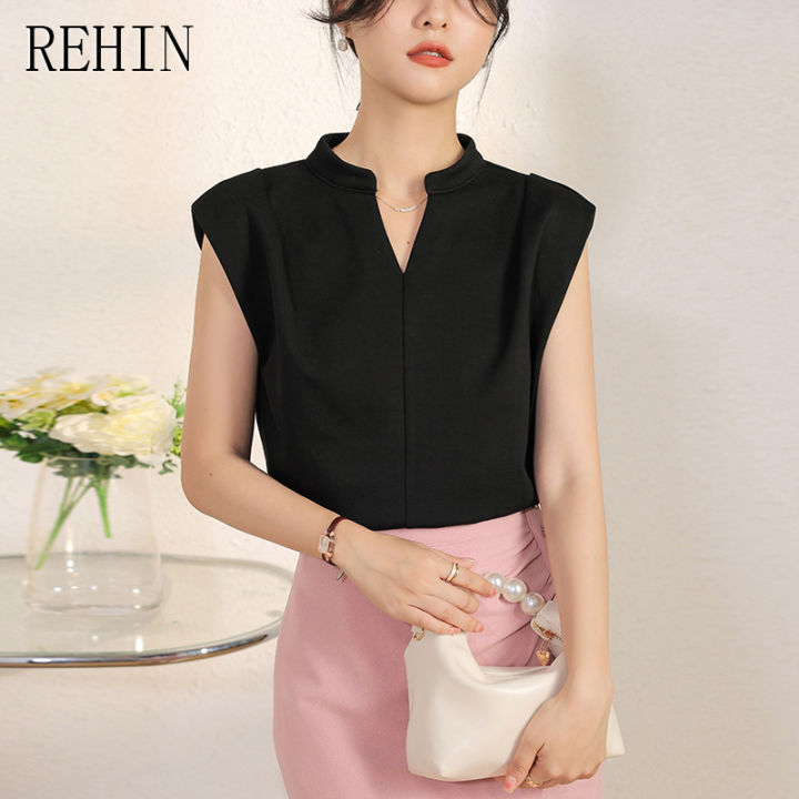 rehin-2023แฟชั่นคอวีสำหรับผู้หญิง-ลำลองและเสื้อมีสไตล์ใหม่