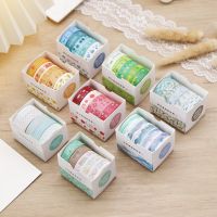 5Pcs Washi Tape Set Decorative Washi Tape Ribbons Geometric Basic Masking Tape DIY Diary Kawaii Stationery Adhesive Washitape Pendants