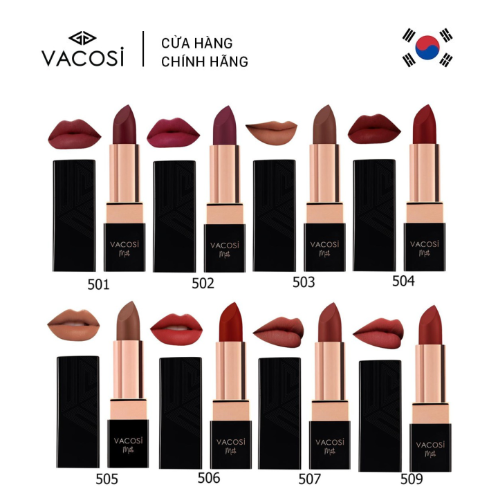 Vacosi Son Lì Mịn Môi Natural Studio Color Matte Lipstick 3,7g 