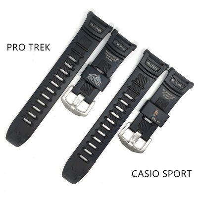 （A Decent035）เรซิ่นนาฬิกาข้อมือยางนาฬิกา Casio G-Shock PRG-130 PRW1500 PRW-1500 PRG130 PRG-130Y สายสำหรับเปลี่ยนผู้ชายกีฬาอุปกรณ์สายรัดนาฬิกา