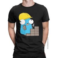 Builder Gopher Go Language T-Shirt For Men Golang Novelty Cotton Tees Round Neck Classic Short Sleeve T Shirt Gift Idea Tops 【Size S-4XL-5XL-6XL】