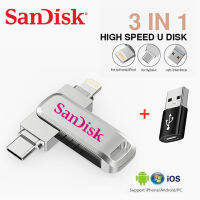 SanDisk แฟลชไดร์ฟ USB 256GB 512GB 1TB Ios OTG แฟลชไดร์ฟหน่วยความจำสำหรับ IPhone14/13/12/11 /X/ 8/7/6พร้อม TYPE-C