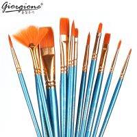 【CW】 10 Pcs Artists Paint Set Watercolor Round Pointed Hair Multifunction hook line short pointed