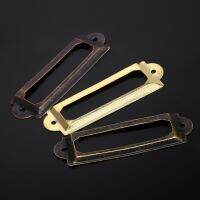 12Pcs Iron Drawer Labels Mini Frame Pull Metal Tag File Name Card Holder Jewelry Box Antique Brass 24Pcs Srews 62x18mm/43x10mm