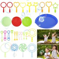 Water Bubble Blowing Toys Outdoor Fun Soap Water Blowing Bubble Soap Bubble Wand Set Stick Tray Kids Interactive Toys Kits
