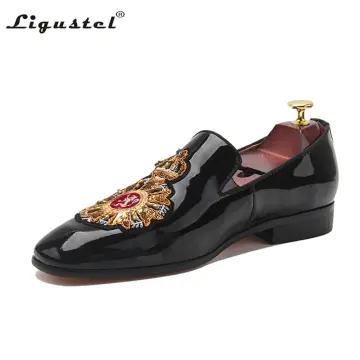  Ligustel Men Double Monk Strap Shoes Cow Leather Red Bottom  Slip on Loafer Formal Business Casual Dress Shoes for Men