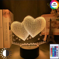 Romantic 3D Night Lamp Heart Hologram Acrylic Laser Engrave Nightlight for Adult Bedroom Decoration Atmosphere Led Night Light