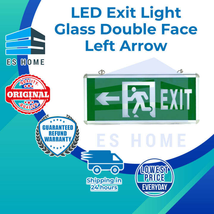 Glass Type 3W LED Exit Light Running Man Left Arrow Double Face High