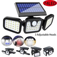 ◑☊ （A-TION）1/2PACK 70LED Solar Lights Outdoor Motion Sensor Solar Security Lights with Three Head Spotlights Waterproof Rotatable Solar Wall Lights Outdoor for Yard Garden Garage Patio Porch