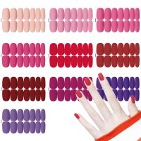 ☃ 14Tips/Sheet Matte Effect Nails Sticker Adhesive Tape Solid Color Nail Art Decoration Manicure Full Cover Slider Patch Wholesale