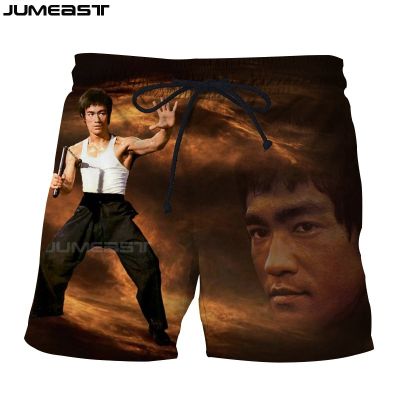 1 Jumeast กางเกงขายาวลำลองสำหรับผู้ชายและผู้หญิง,กางเกงขาสั้นแนวสตรีท3D ซูเปอร์สตาร์ Bruce Lee โอเวอร์ไซส์