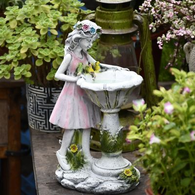 Flower Fairy Solar Decor Resin Garden Statue Lamps Solar Power Yards Outdoor Sculpture Waterproof Garden Ornament Lights