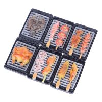 ▦♕ 1/12 Scale Cute Barbecue Skewered Meat or BBQ Fish Dollhouse Miniature Doll Food Pretend Play Mini Kids Kitchen Toy