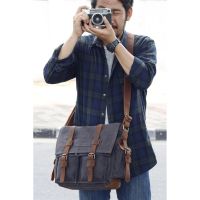 กระเป๋ากล้องผ้าแคนวาสกันนํ้าผสมหนังนูบัค รุ่น---camera bag 3