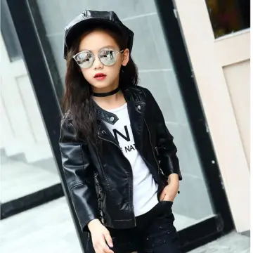 Baby girl sale faux leather jacket