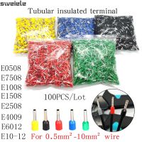 [HOT QAA,JXHKLWW 121] 100PCS E0508 E7508 E1008 E1508 E2508ฉนวน Ferrules สาย End ขั้วต่อปลั๊กไฟฟ้า Terminator Crim