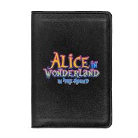 [ความหรูหรา] ความหรูหรา Alice In Wonderland ปกหนังสือเดินทางผู้ชายผู้หญิงหนัง Slim ID Card Travel Holder Pocket Wallet Purse Money Case