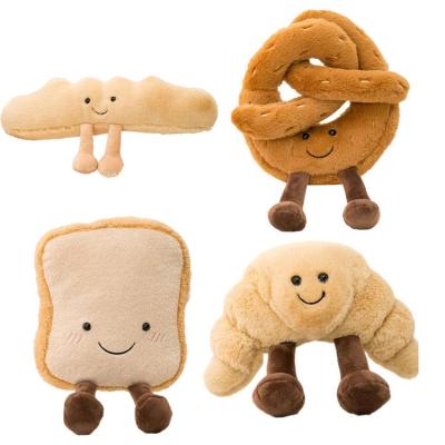 Soft Cartoon Figure Pretzel Crossant Toast Bread Doll Plush Food Toy Stuffed Birlie Poach Egg Decor Doll For Girl Kid Birthday admired