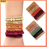 BRAIN 20Pcs กำไลข้อมือสร้อยข้อมือ ที่คาดผมเชือกมัดผม ใช้สองครั้ง โบฮีเมียน แหวนติดผม ไม่สร้างความเสียหาย นุ่มนุ่มๆ ที่ยึดผมหางม้ายางยืด อุปกรณ์เสริมผม