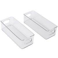 Refrigerator Organizer Bins, Clear Stackable Plastic Food Storage Rack with Handles for Pantry, Kitchen