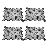 Halloween Lace Placemat Tabletop Spiderweb Coasters Spider Web Pattern Decoration Supplies for Haunted House Dinner Party Halloween Party Scary Movie Night like-minded