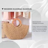 4PCS Wooden Round Shaped Handles Replacement for Handmade Bag Handbags Purse Handles