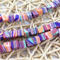 Multicolor diagonal square turquoise stripe stone 6x6mm newly gems loose beads rainbow jewelry making 15inch B754 Beads