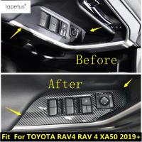 “{》} อุปกรณ์เสริม Lapetus สำหรับ TOYOTA RAV4 RAV 4 XA50ที่เท้าแขน2019-2023ปุ่มปรับแต่งกระจกหน้าต่างที่ฝาปิดคาร์บอนไฟเบอร์คาร์บอน