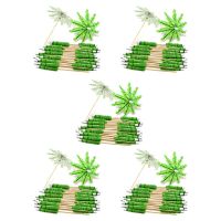 200X Green Coconut Tree Toothpicks Paper Umbrellas Toothpicks Handmade Cocktail Parasol Sticks for Cocktail Decorations