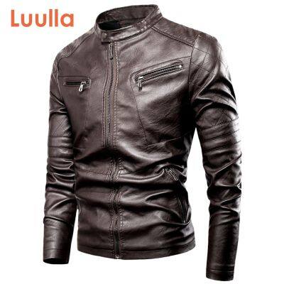 ZZOOI Luulla Mens 2020 Spring New Motor Casual Vintage Leater Jacket Men Brand Autumn Biker Rivet Pockets PU Leather Jacket Coat Men