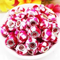 【CW】✺✠☇  10Pcs Patchwork Color Clay European Spacer Beads Large Hole Necklace Hair Jewelry