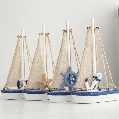 [COD] wooden boat model decoration creative online store photo props gift sailboat