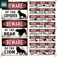 Putuo Decor Animals Warning Vintage Tin Sign Beware of Danger Metal Plate Wall Decor Scenic Area Outdoor Wild Beast Warning Sign