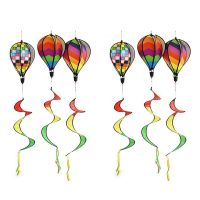 6PCS Balloon Wind Spinner Striped Checkered Windsock Balloon Yard Decor Spiral Balloon Windmill